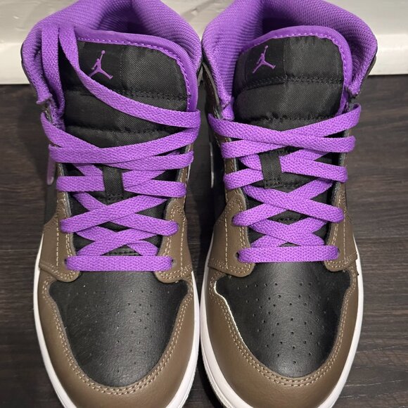 Air Jordan 1 Mid Palomino - Brown Purple (Size 3Y) - Picture 4 of 5